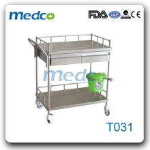 Chariot de poste médical en acier inoxydable T031